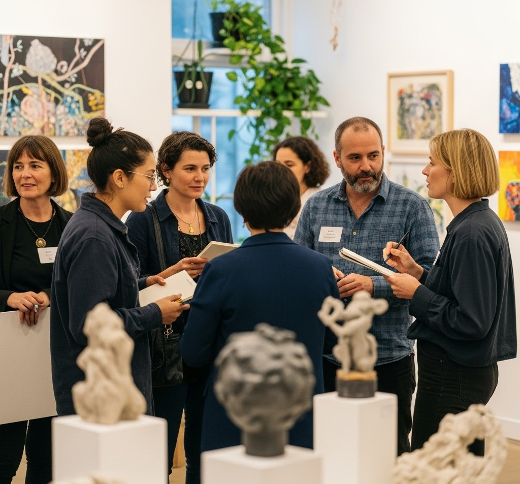 Canopy Scholarship 2025 at New York Foundation for the Arts: Mentorship from Renowned Artists 3 A group of diverse artists networking at an art event