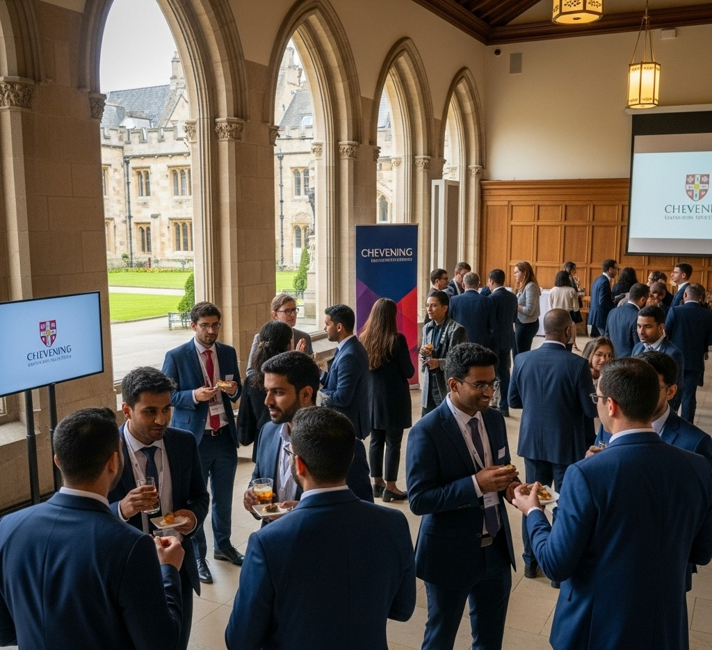 Chevening Fellows networking during an event at a UK university