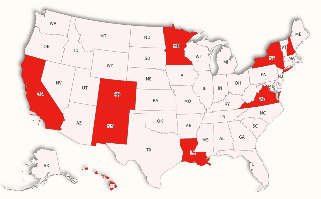 New Yorkers Could Receive $1800 Relief Payment as Inflation Refunds Wind Down — But Only Under Specific Conditions 4 U.S. map highlighting states offering direct relief payments for families in 2025