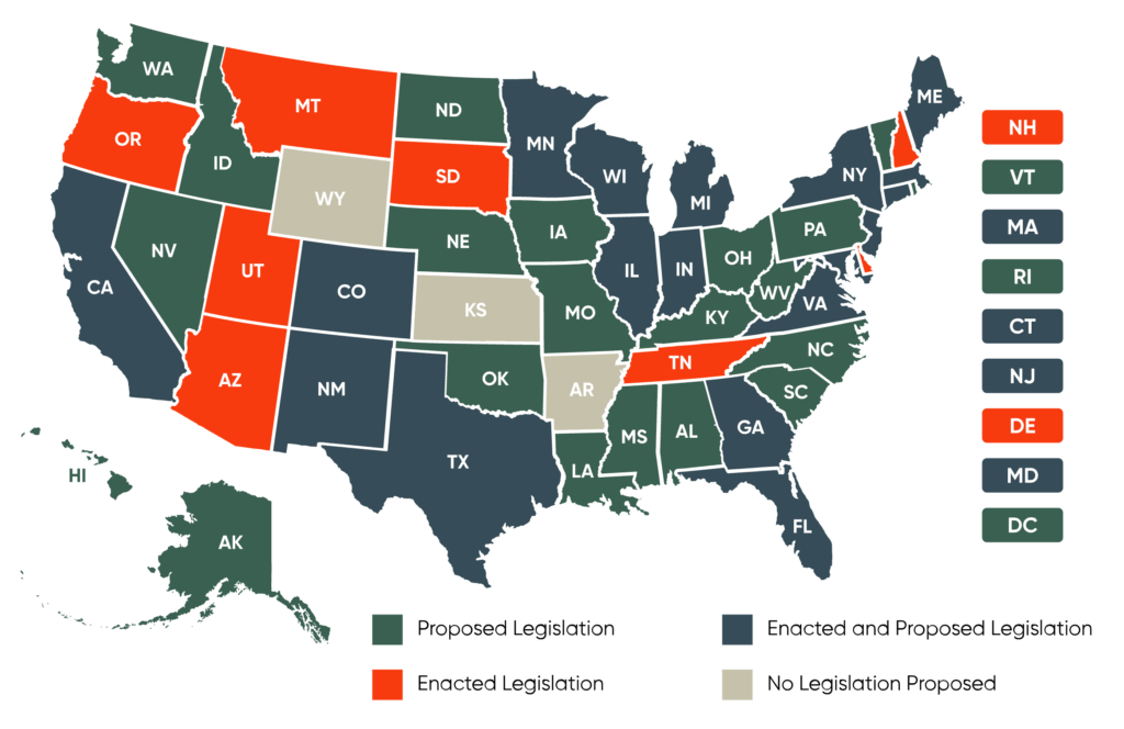 Map showing U.S. states issuing December relief payments under the New State Rule