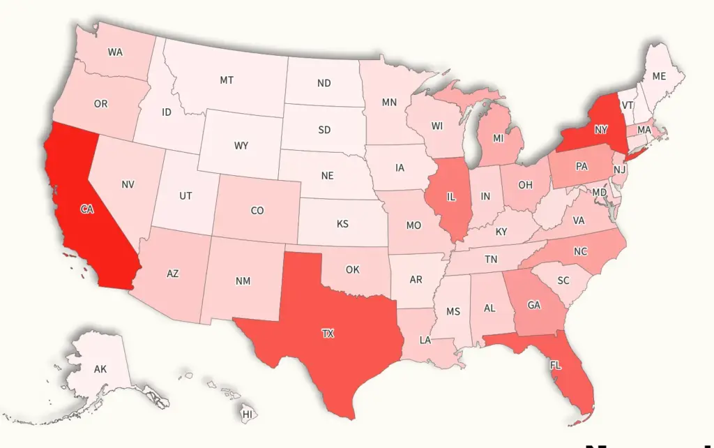 Map showing states providing expanded assistance plans following SNAP processing delays