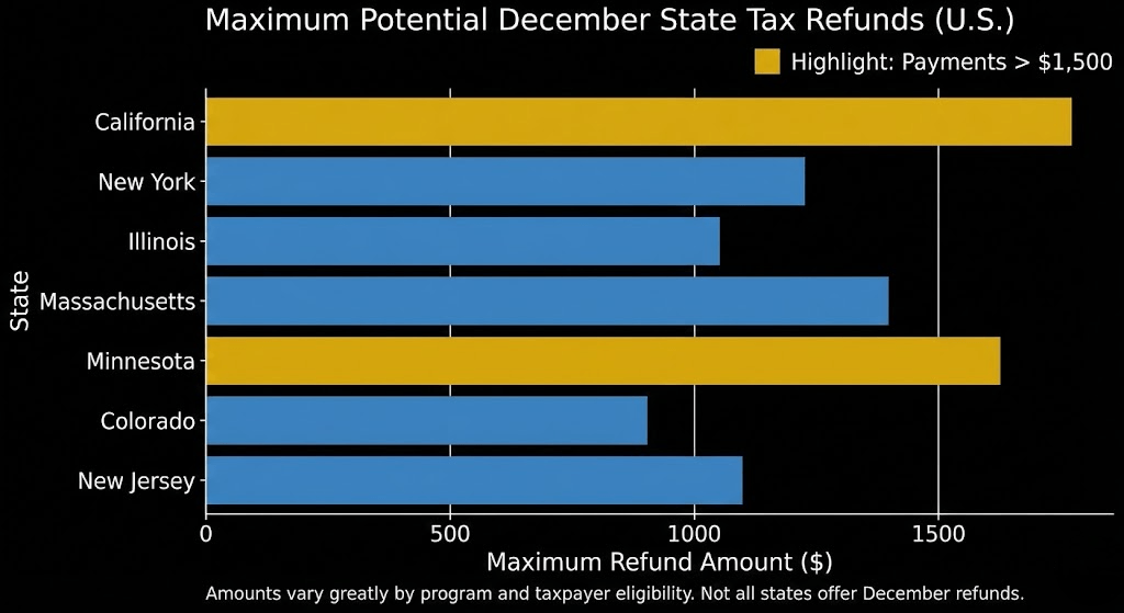 December Tax Refunds across U.S. states