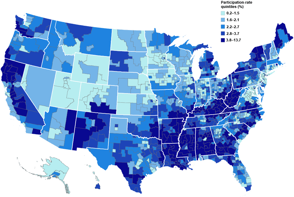 SSDI in 2026: Check Process to Fil Your Disability Claim and Eligibility Criteria 3 Map showing regional SSDI approval rate trends in 2026