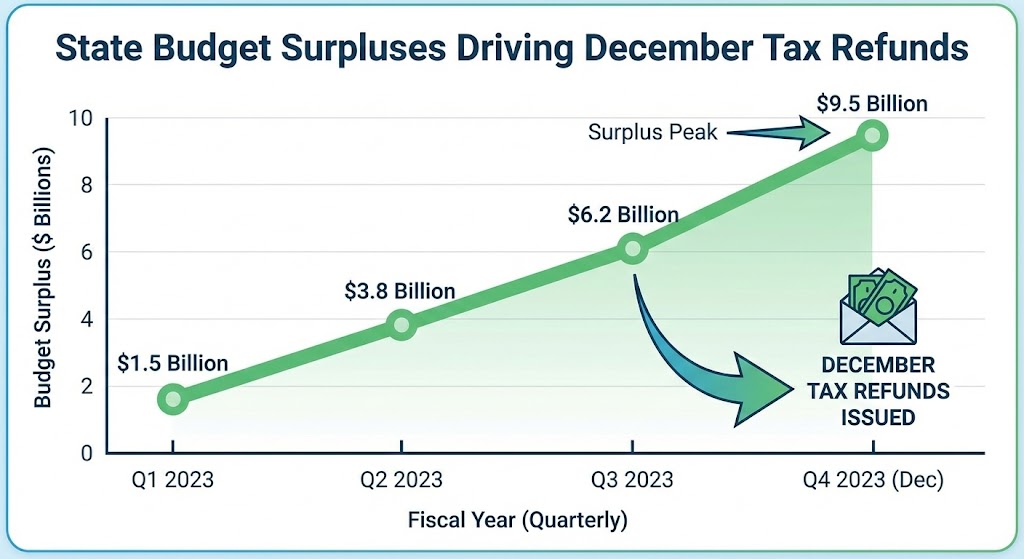 State budget surpluses leading to December Tax Refunds