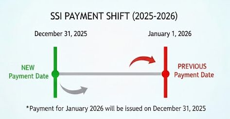 Timeline showing SSI payment shifting from January 1, 2026, to December 31, 2025